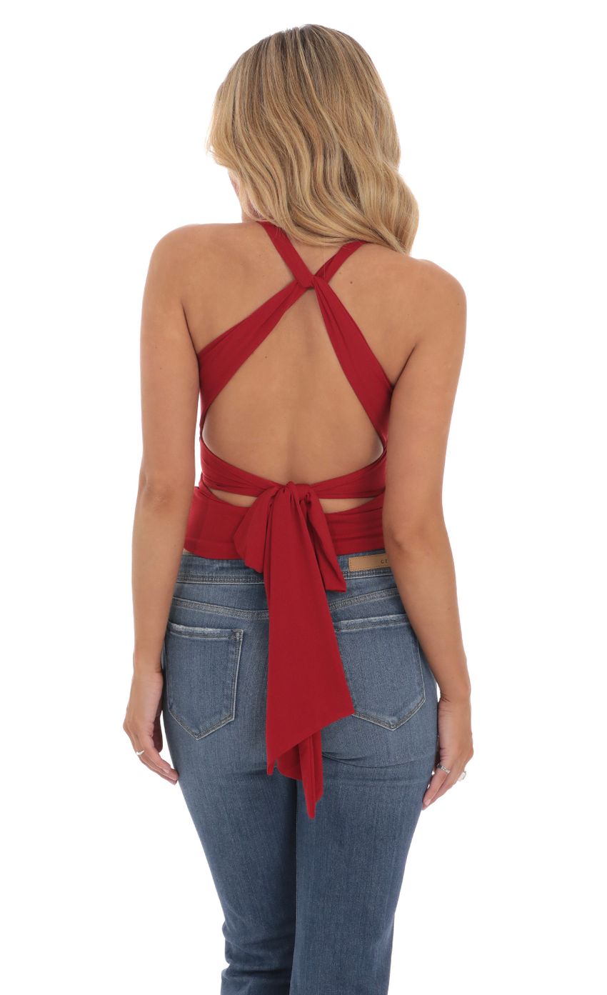 Picture Twist Cross Back Top in Red. Source: https://media-img.lucyinthesky.com/data/Mar24/850xAUTO/845a0ad2-07a1-41c9-b646-3743adfb276b.jpg