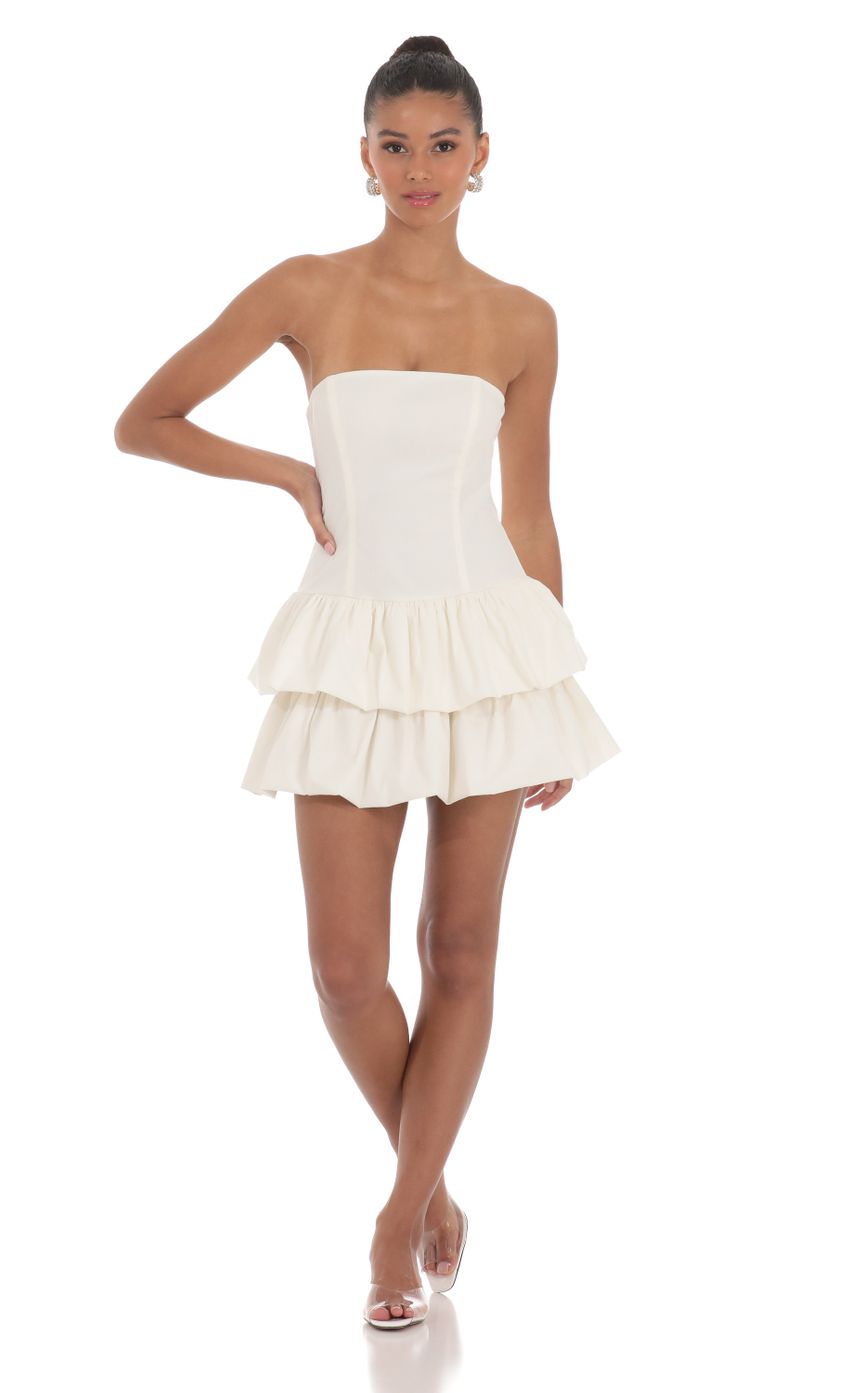 Picture Strapless Corset Bubble Dress in Ivory. Source: https://media-img.lucyinthesky.com/data/Mar24/850xAUTO/8c20134a-f8f5-4336-8bd6-b96240fc48f5.jpg