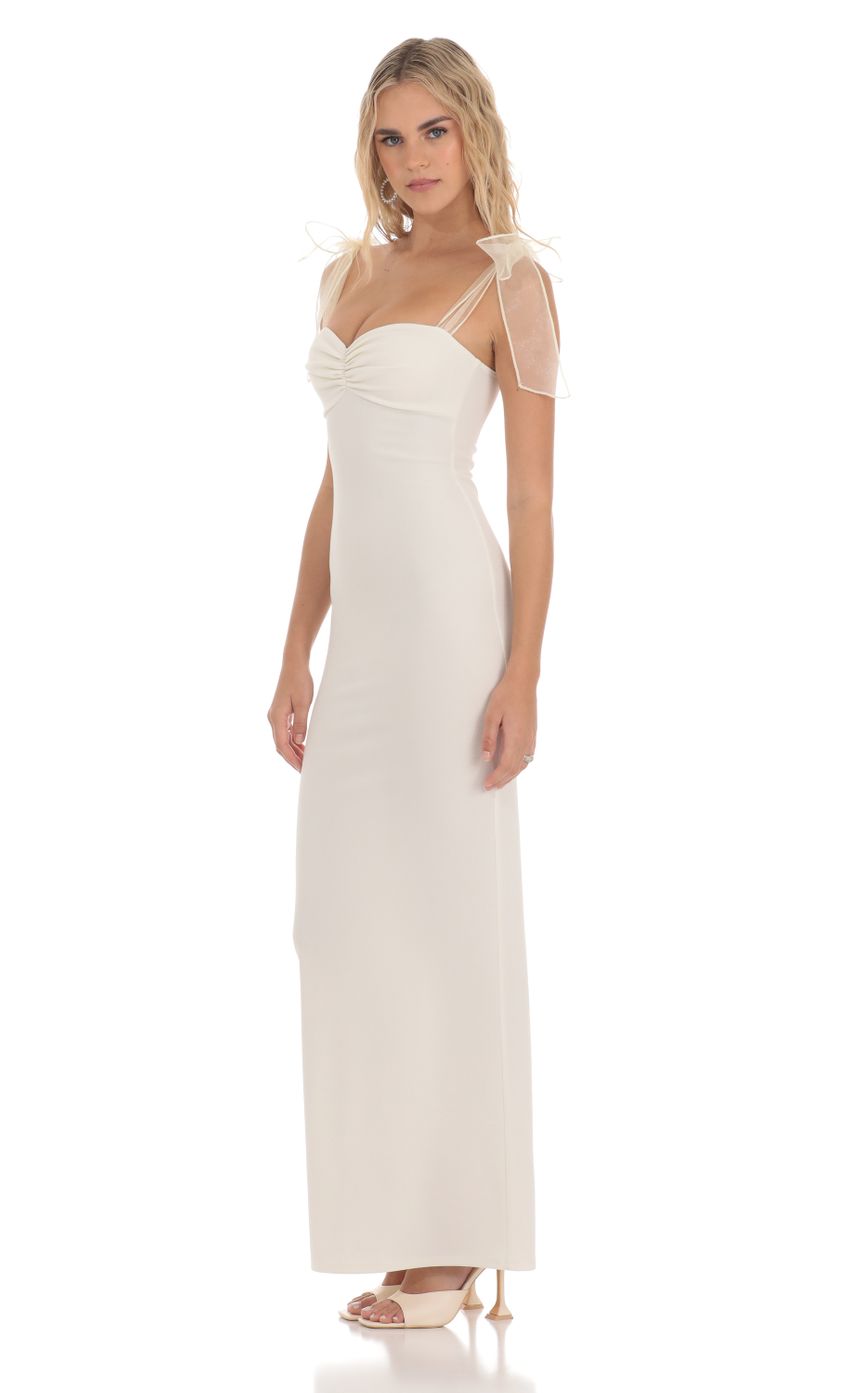 Picture Shoulder Ties Maxi Dress in White. Source: https://media-img.lucyinthesky.com/data/Mar24/850xAUTO/903aae63-7722-4f02-ae98-ff1a392377e4.jpg