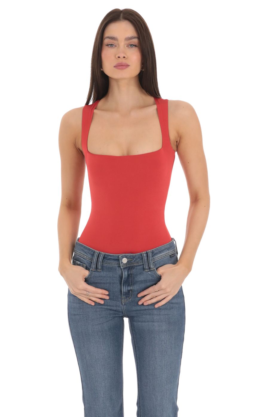 Picture Square Neck Bodysuit in Red. Source: https://media-img.lucyinthesky.com/data/Mar24/850xAUTO/9104f3a5-87fb-4639-84bb-d1e6f7669cc2.jpg