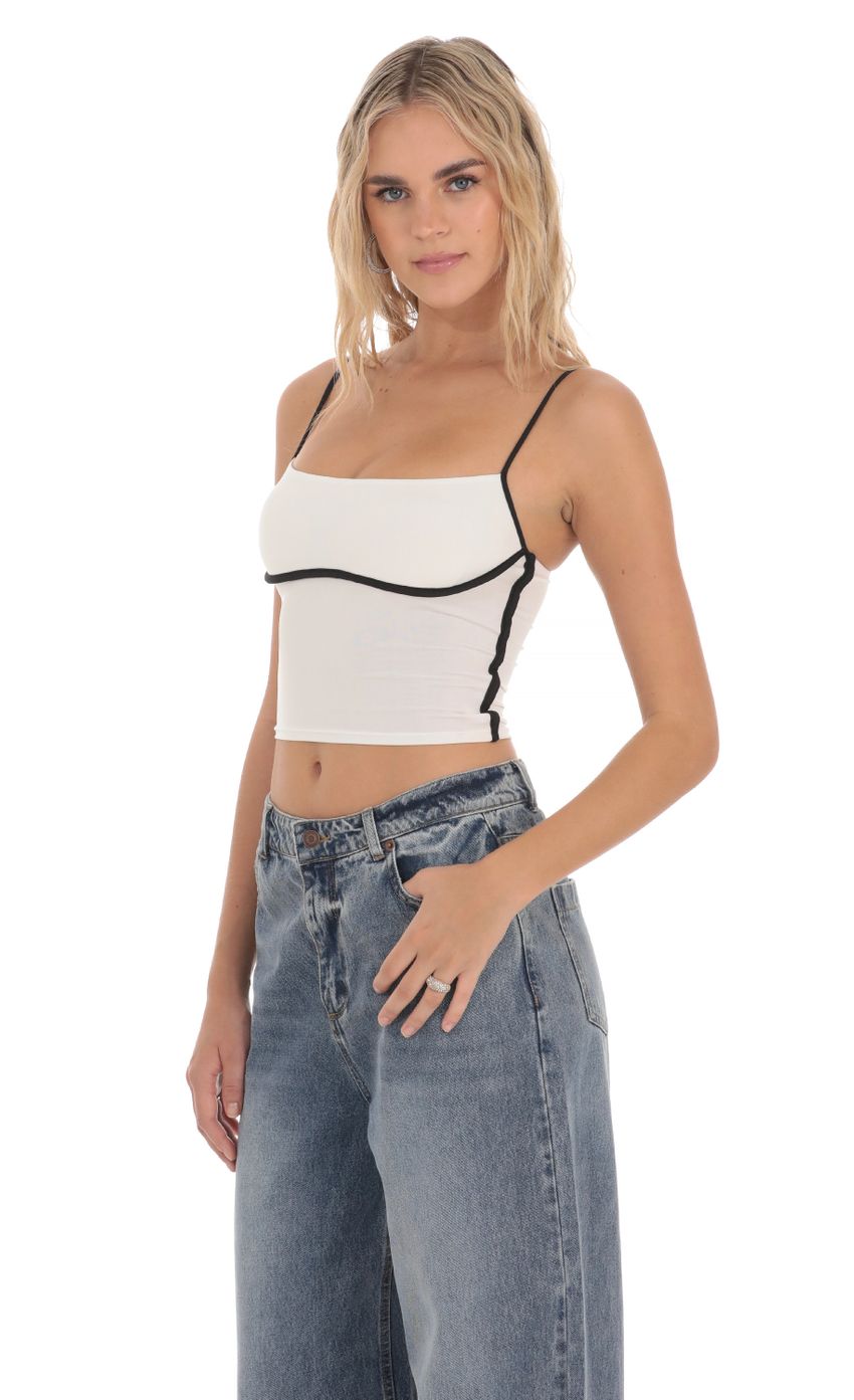 Picture Outline Crop Top in White. Source: https://media-img.lucyinthesky.com/data/Mar24/850xAUTO/92e6245a-755a-40e5-b9bf-661da60ae690.jpg