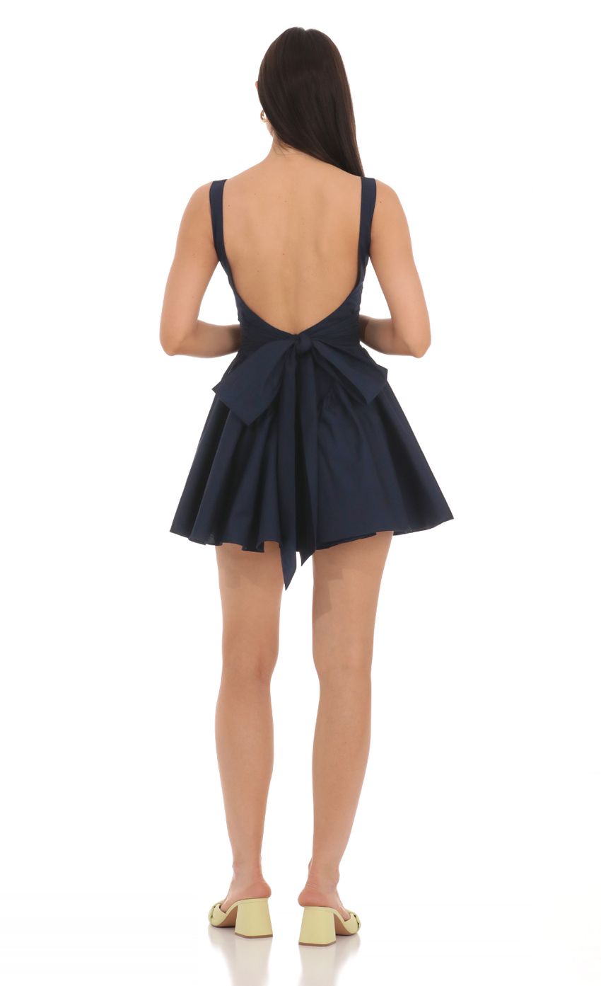 Picture Open Back Flare Dress in Navy. Source: https://media-img.lucyinthesky.com/data/Mar24/850xAUTO/9353e75a-6013-4bb3-83bd-b4a255b92ae1.jpg
