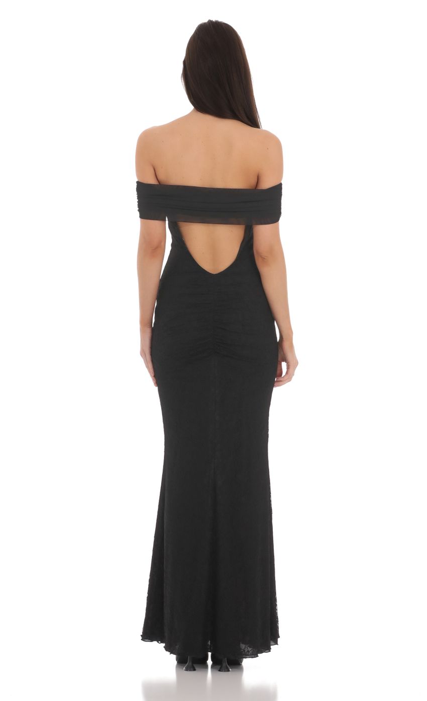 Picture Off Shoulder Sheer Lace Maxi Dress in Black. Source: https://media-img.lucyinthesky.com/data/Mar24/850xAUTO/9781481a-32a2-4ee4-aca7-f14568364e5e.jpg