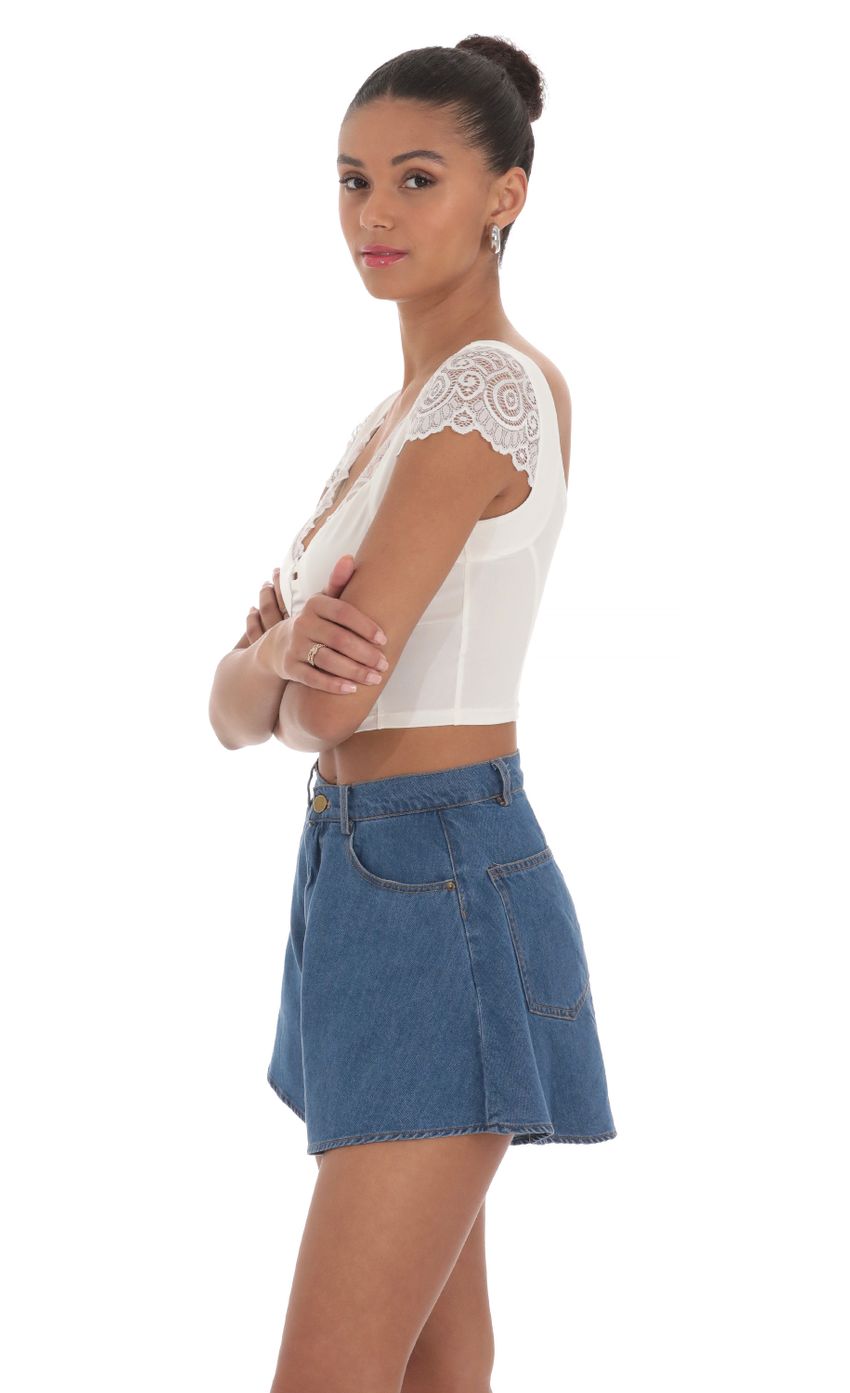 Picture Flare High Waisted Denim Shorts. Source: https://media-img.lucyinthesky.com/data/Mar24/850xAUTO/9813bbb4-ddd3-4f34-87bc-e44088c32194.jpg