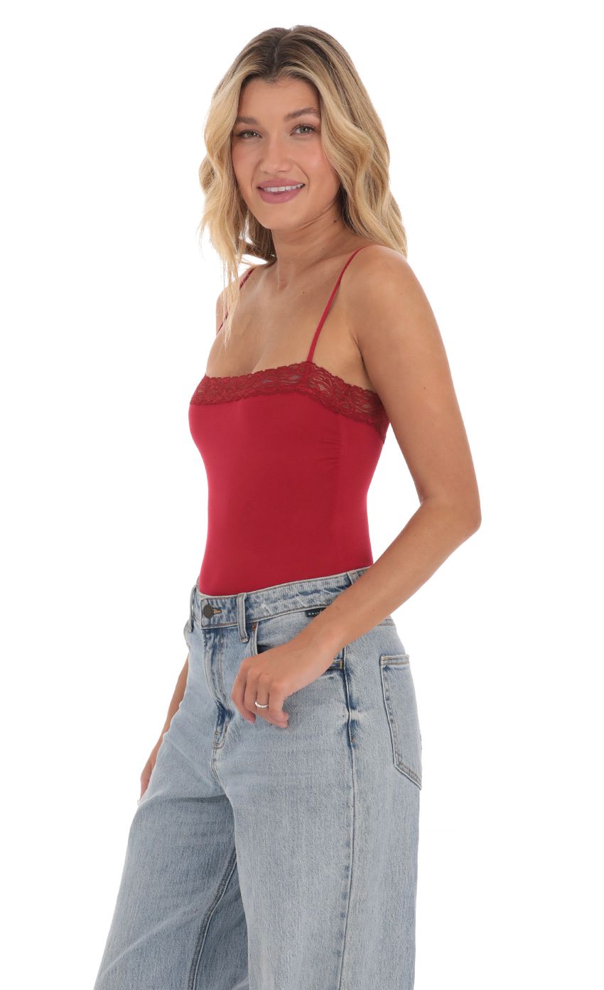 Picture Lace Square Neck Bodysuit in Red. Source: https://media-img.lucyinthesky.com/data/Mar24/850xAUTO/9907e47d-cd07-411b-b952-c315ac3d3239.jpg
