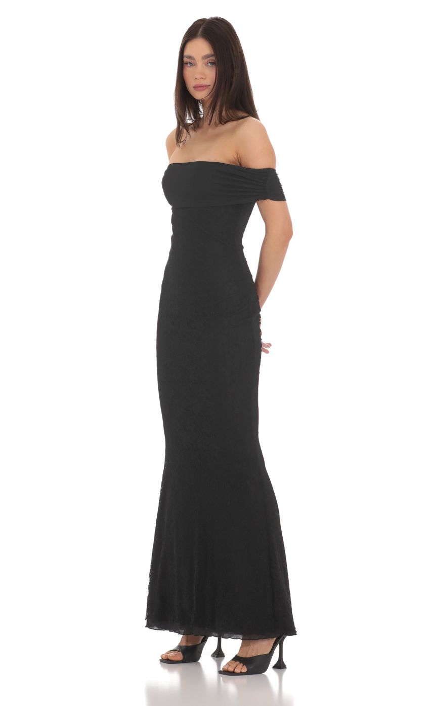 Picture Off Shoulder Sheer Lace Maxi Dress in Black. Source: https://media-img.lucyinthesky.com/data/Mar24/850xAUTO/9aace57f-58be-4efb-8a7b-63f090559a2f.jpg