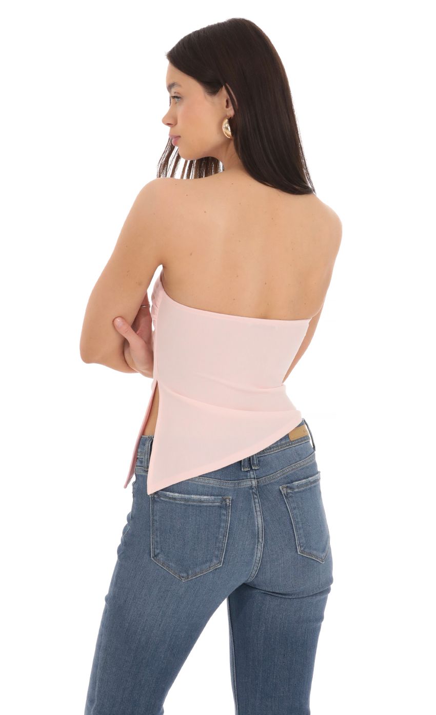 Picture Strapless Side Slit Top in Pink. Source: https://media-img.lucyinthesky.com/data/Mar24/850xAUTO/9e2e1687-e02d-4737-95ca-ebc3b6281733.jpg