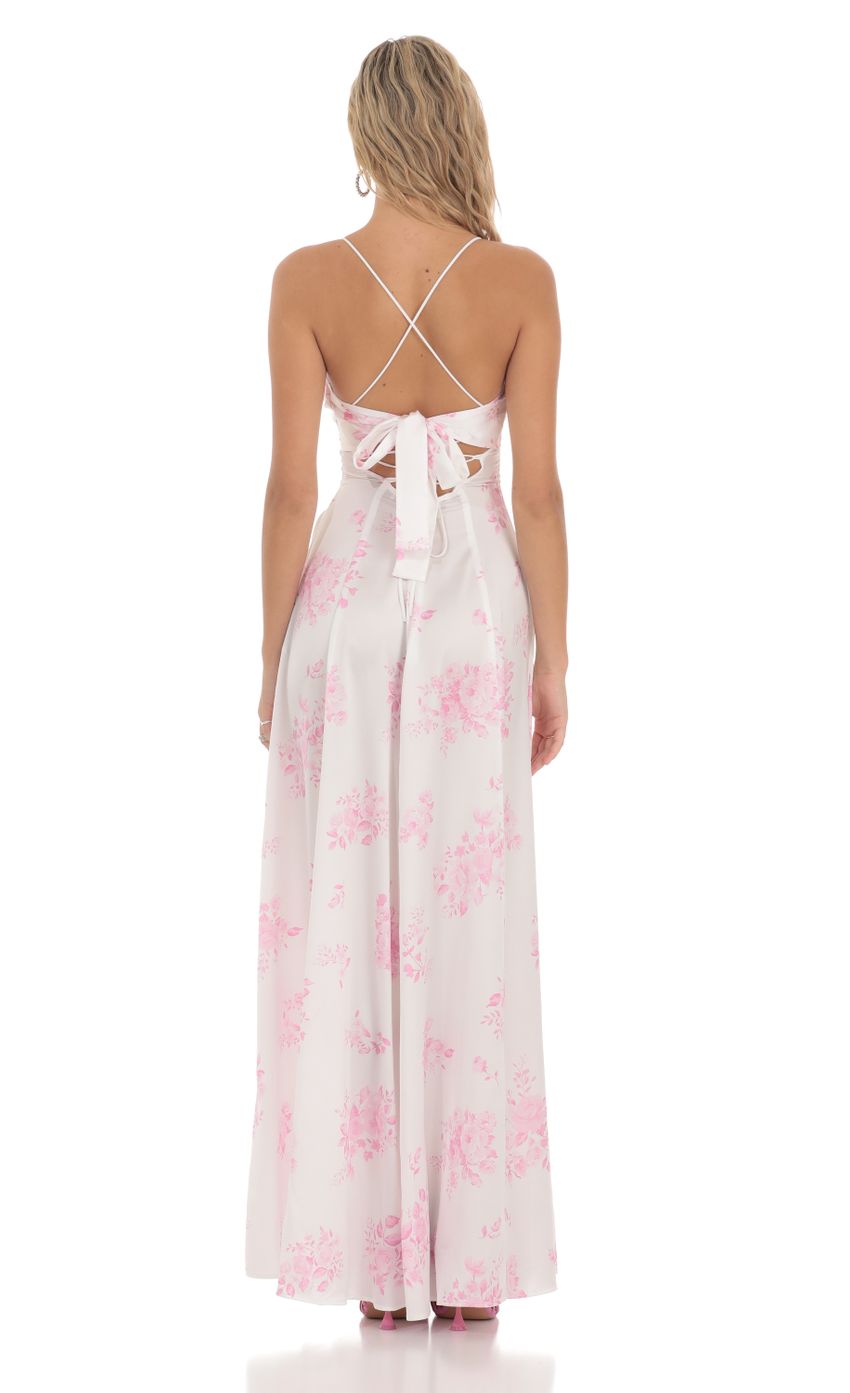 Picture Satin Floral Maxi Dress in White. Source: https://media-img.lucyinthesky.com/data/Mar24/850xAUTO/a148f0e2-95a4-42c0-b515-c57ee863b600.jpg