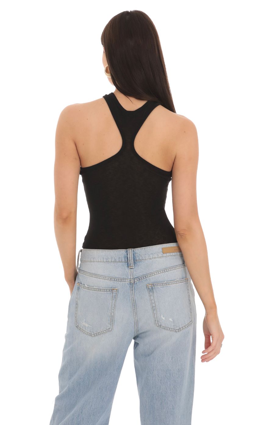 Picture Heathered Sheer Bodysuit in Black. Source: https://media-img.lucyinthesky.com/data/Mar24/850xAUTO/a390553a-e344-4844-9c88-5ed1887934e0.jpg