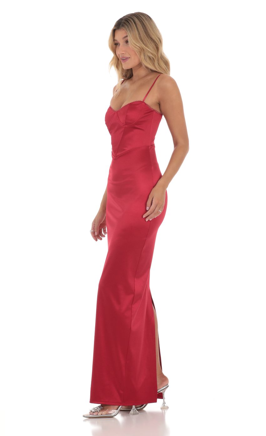 Picture Satin Bodycon Maxi Dress in Red. Source: https://media-img.lucyinthesky.com/data/Mar24/850xAUTO/ac266ae2-2445-4982-ae6f-967e1a5712ee.jpg