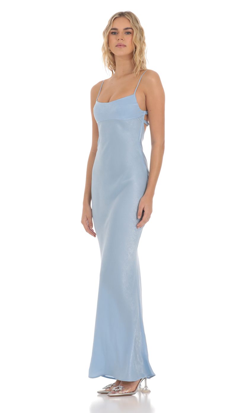 Picture Satin Open Back Maxi Dress in Light Blue. Source: https://media-img.lucyinthesky.com/data/Mar24/850xAUTO/b29a4052-fb53-430e-9e49-6ccd397ddeef.jpg