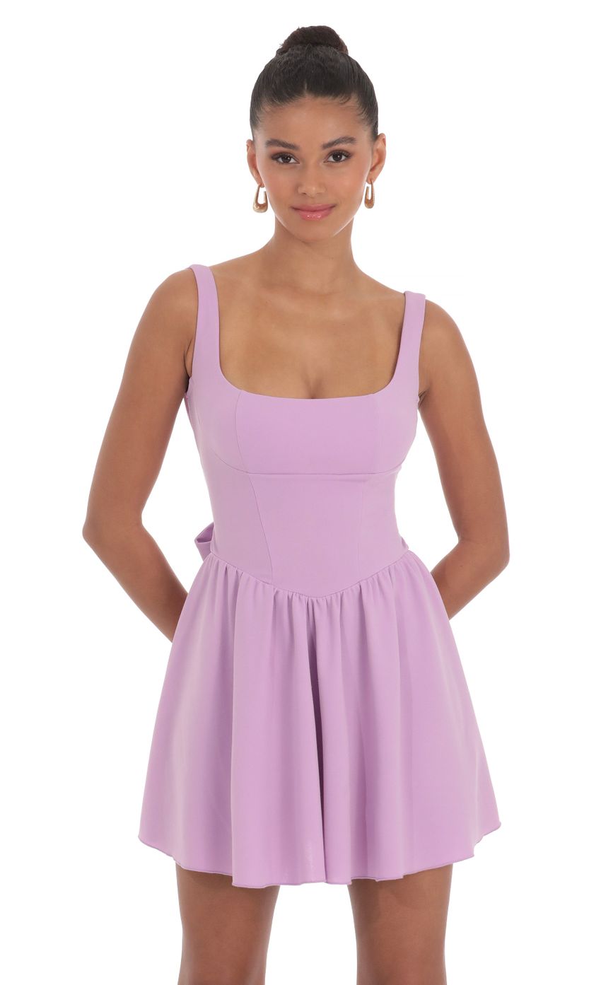 Picture Open Back Flare Dress in Lavender. Source: https://media-img.lucyinthesky.com/data/Mar24/850xAUTO/b93f2107-3814-4588-87a6-20c77b76ad67.jpg