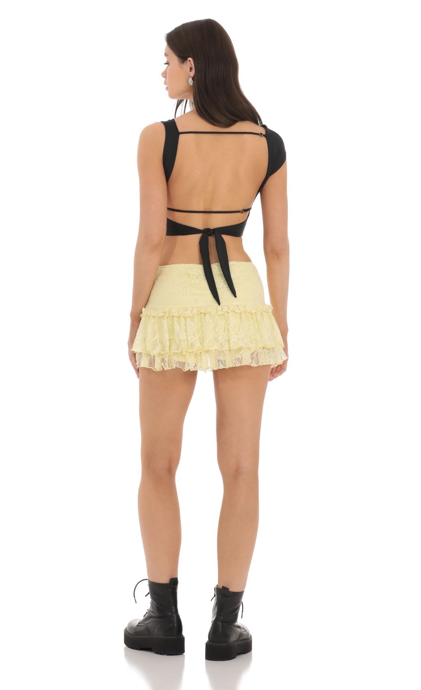 Picture Lace Ruffle Skort in Yellow. Source: https://media-img.lucyinthesky.com/data/Mar24/850xAUTO/bac51b28-692d-4e5b-80dd-7351477d9bb5.jpg