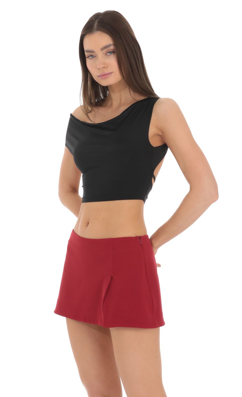 Picture Side Slit Mini Skirt in Red. Source: https://media-img.lucyinthesky.com/data/Mar24/850xAUTO/bf77842b-6f83-46c9-8ed0-b9744b614719.jpg