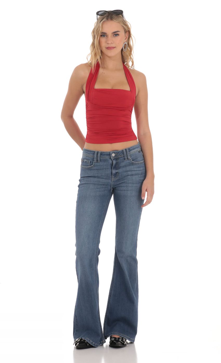 Picture Halter Ruched Top in Red. Source: https://media-img.lucyinthesky.com/data/Mar24/850xAUTO/c8500718-3aaf-43de-af62-cb2198cee72f.jpg