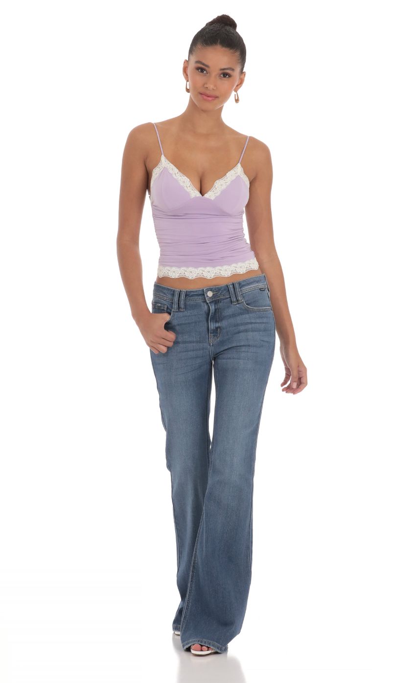 Picture Lace Ruched Top in Lavender. Source: https://media-img.lucyinthesky.com/data/Mar24/850xAUTO/ca62203a-8f6a-4bc1-9f14-fc3b6326e92c.jpg