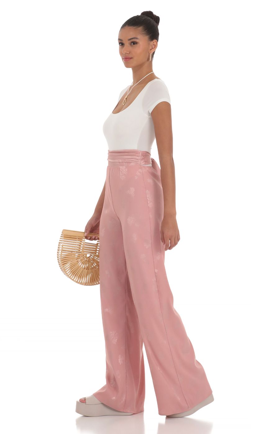 Picture High Waisted Jacquard Pants in Blush Pink. Source: https://media-img.lucyinthesky.com/data/Mar24/850xAUTO/cb8617f5-f6bd-4c68-8422-47d140edf6f4.jpg