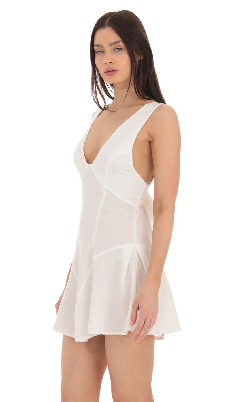 Picture Plunge V-Neck Dress in White. Source: https://media-img.lucyinthesky.com/data/Mar24/850xAUTO/d0667ef2-439b-4932-8d00-eb413cdf66f5.jpg