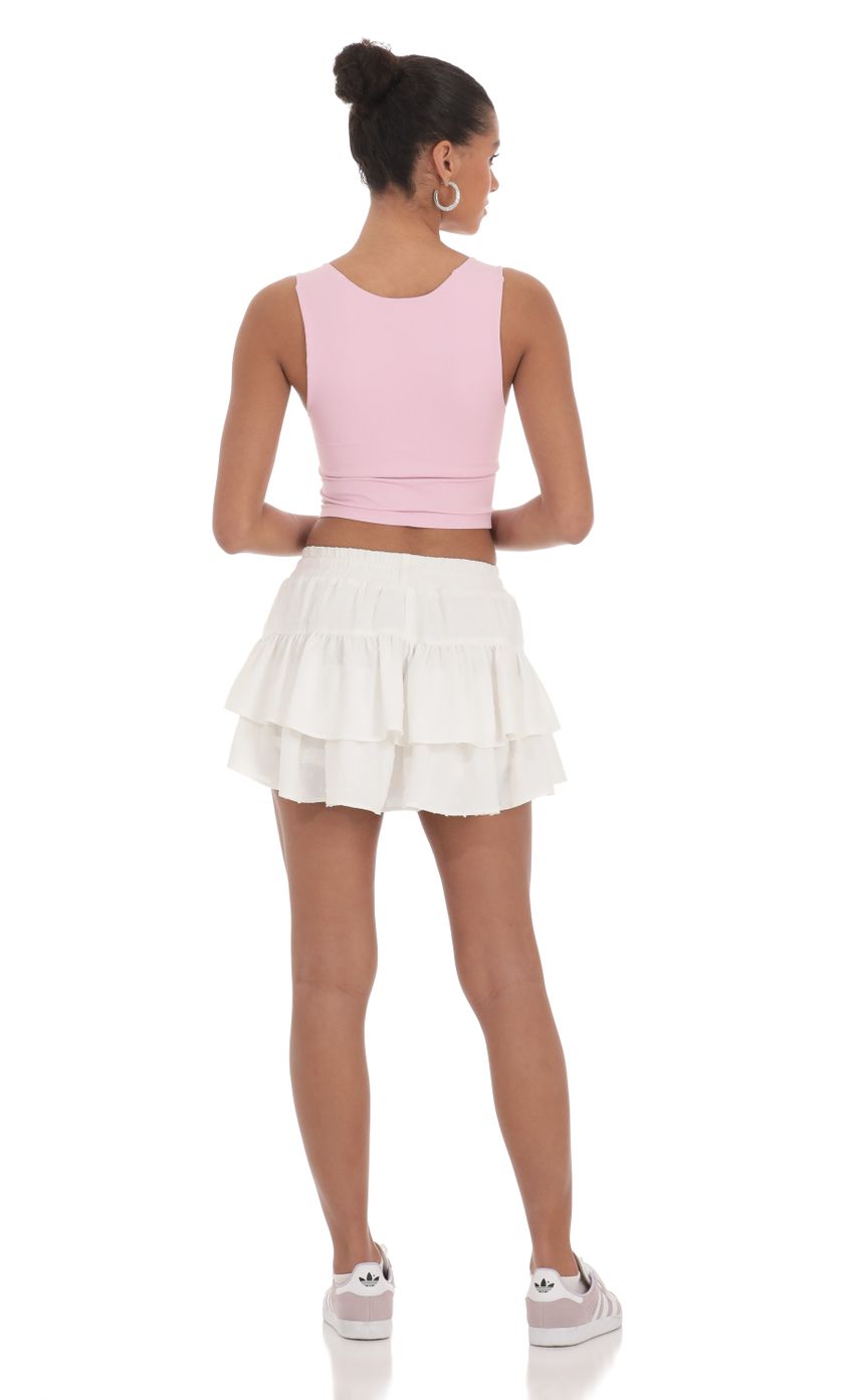 Picture Dotted Ruffle Skort in White. Source: https://media-img.lucyinthesky.com/data/Mar24/850xAUTO/d157b0b4-c7a5-491f-abb3-f2e056d64c3a.jpg