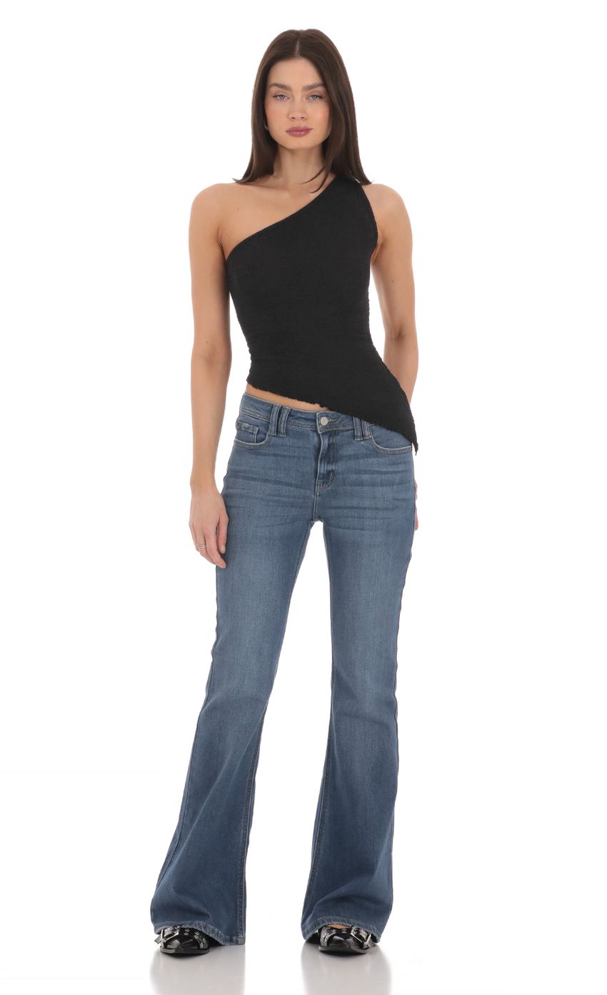 Picture One Shoulder Stretch Top in Black. Source: https://media-img.lucyinthesky.com/data/Mar24/850xAUTO/d2c64d47-29be-4c0e-a9d8-6b24b57419c9.jpg