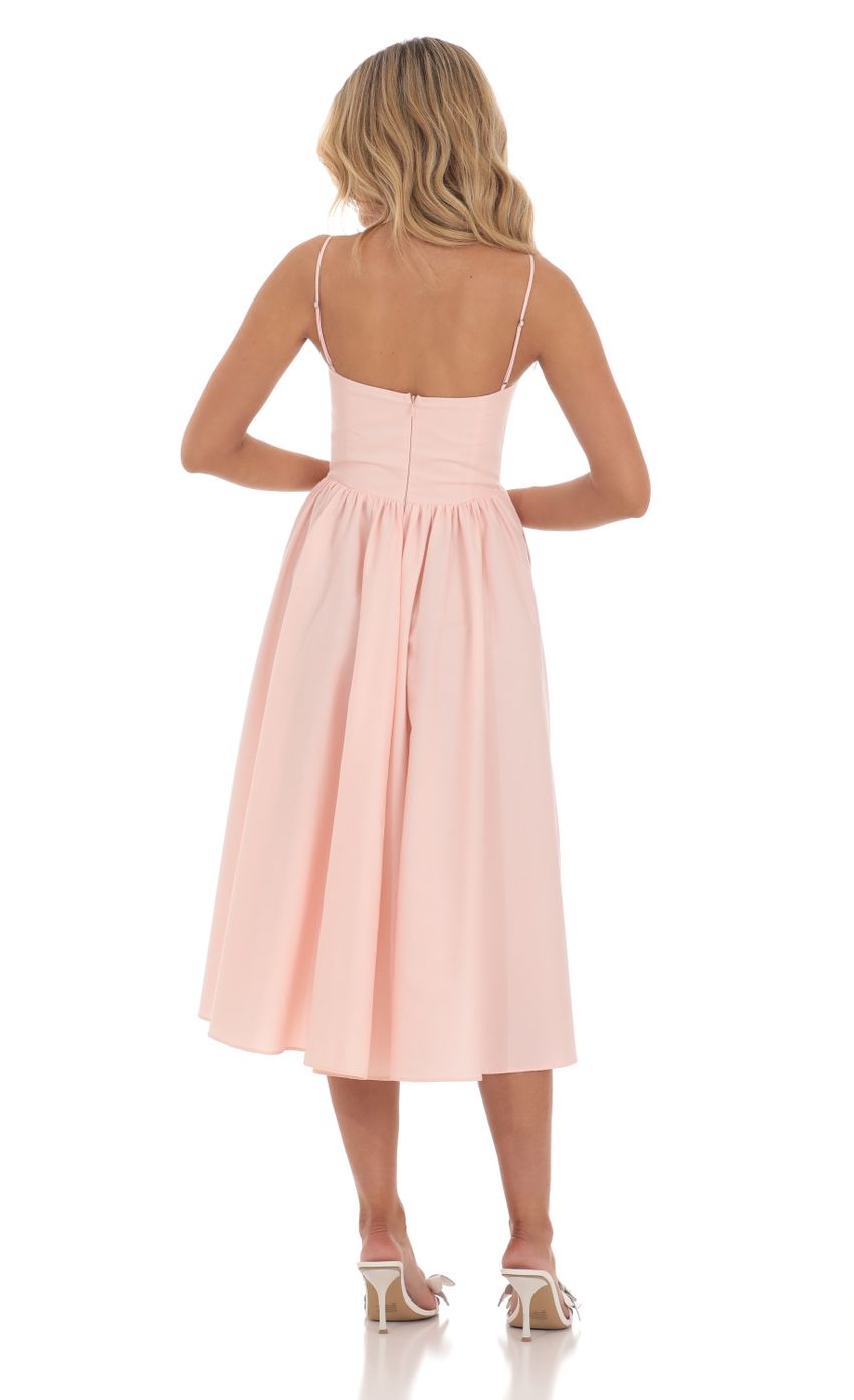Picture Corset A-Line Midi Dress in Pink. Source: https://media-img.lucyinthesky.com/data/Mar24/850xAUTO/d3b5c5c8-ca03-4ee4-b76d-9c023a9073bb.jpg