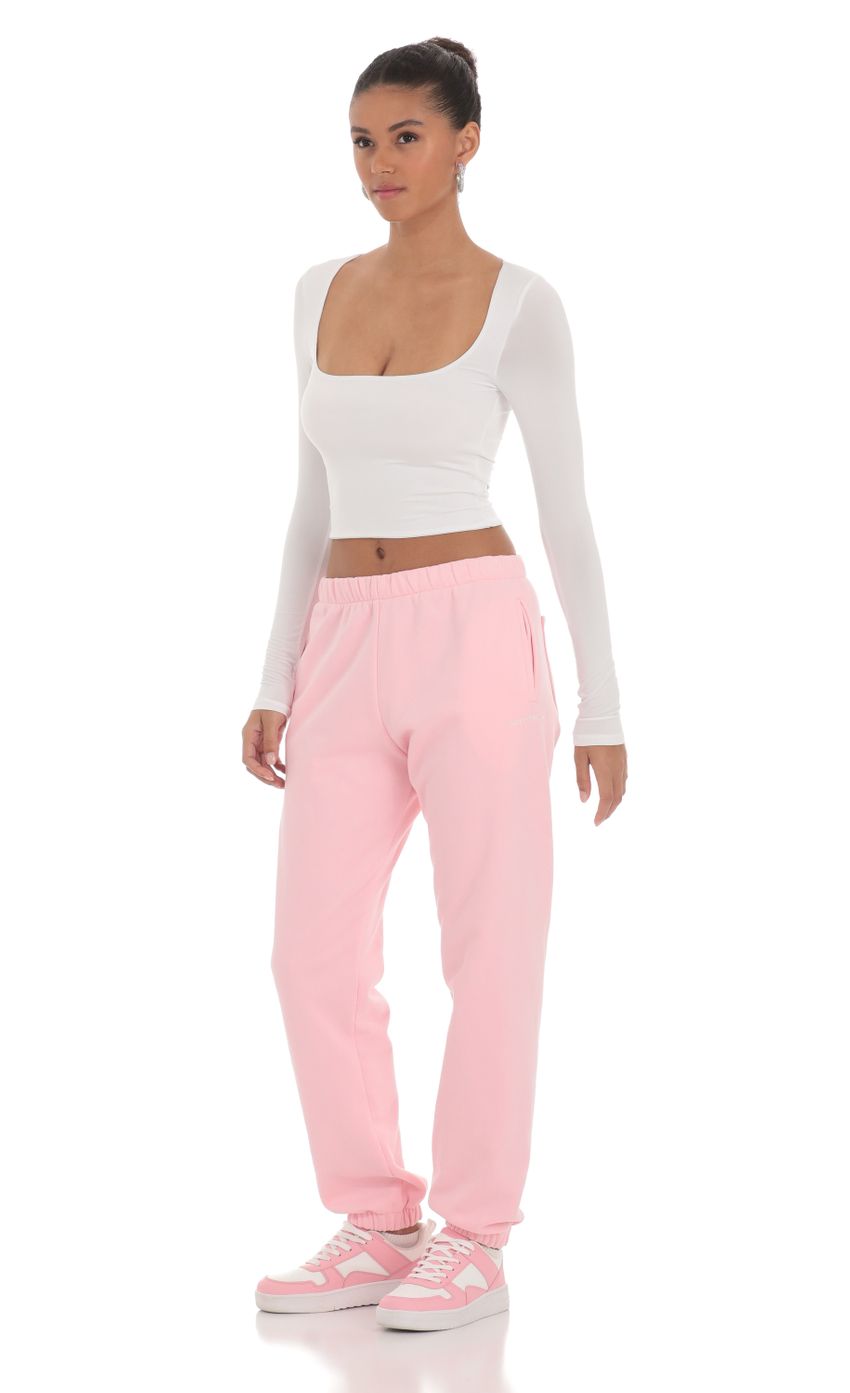 Picture Heart Cinched Sweatpants in Pink. Source: https://media-img.lucyinthesky.com/data/Mar24/850xAUTO/d90a667c-af1e-404e-9b9c-435653caa4d2.jpg