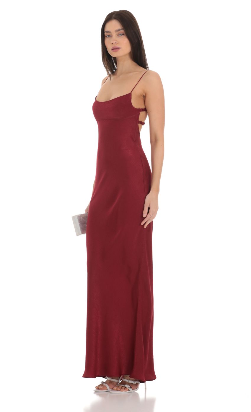 Picture Satin Open Back Maxi Dress in Red. Source: https://media-img.lucyinthesky.com/data/Mar24/850xAUTO/d91ec54a-434d-4090-9195-d0789f660d02.jpg
