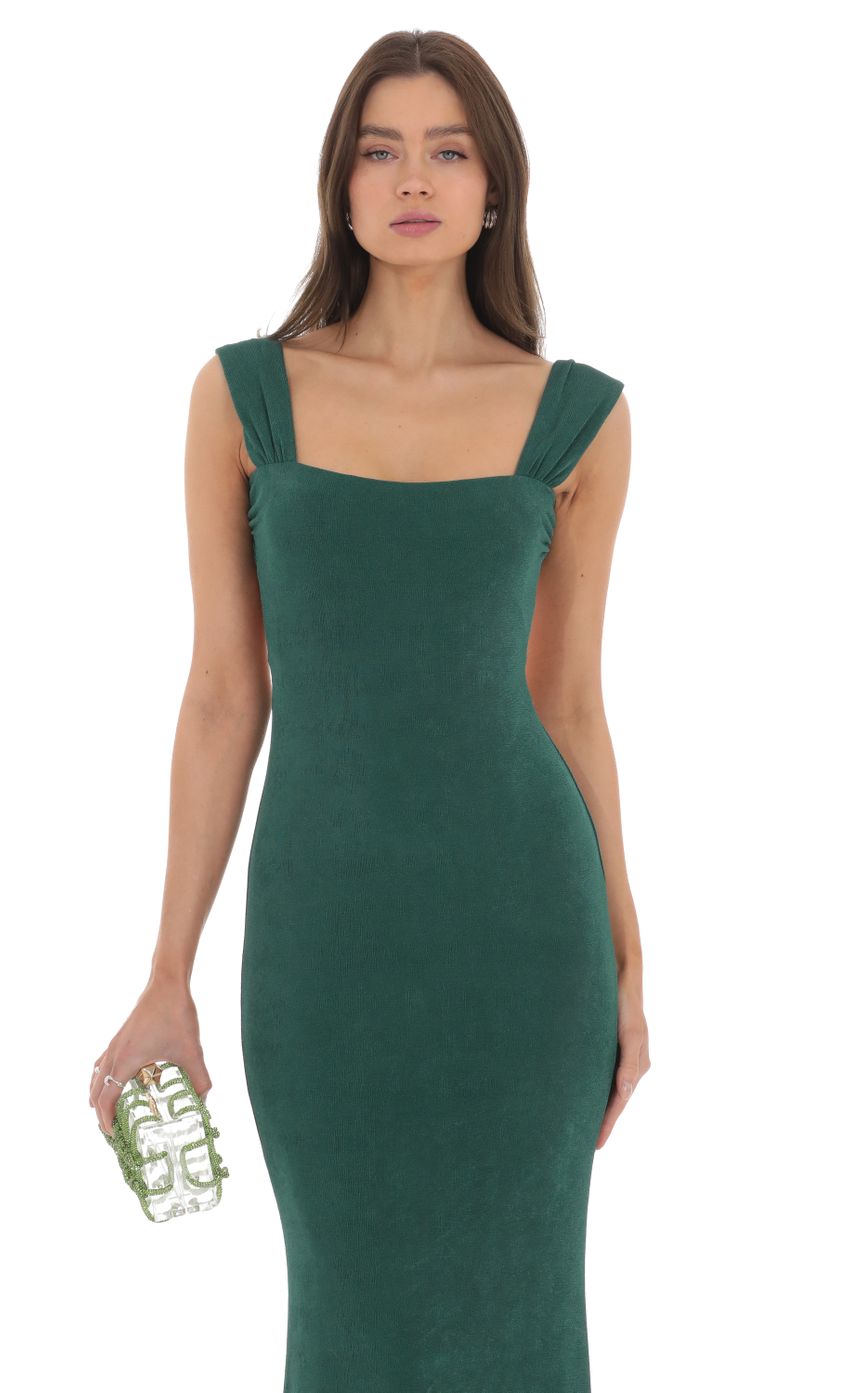 Picture Open Back Maxi Dress in Green. Source: https://media-img.lucyinthesky.com/data/Mar24/850xAUTO/dc736ff4-99fe-4865-9db2-cfdf0b0d8049.jpg