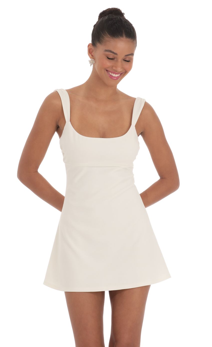 Picture Wide Strap Flare Dress in Ivory. Source: https://media-img.lucyinthesky.com/data/Mar24/850xAUTO/e0663d2e-c7f3-48f7-86a6-4144041a91c3.jpg