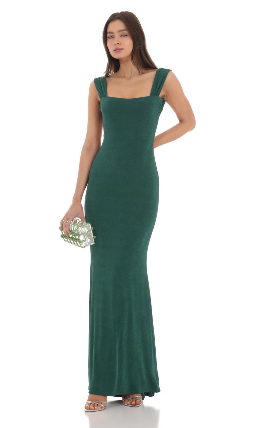 Picture Open Back Maxi Dress in Green. Source: https://media-img.lucyinthesky.com/data/Mar24/850xAUTO/e358709d-b325-4134-8806-dc2895d5a19a.jpg