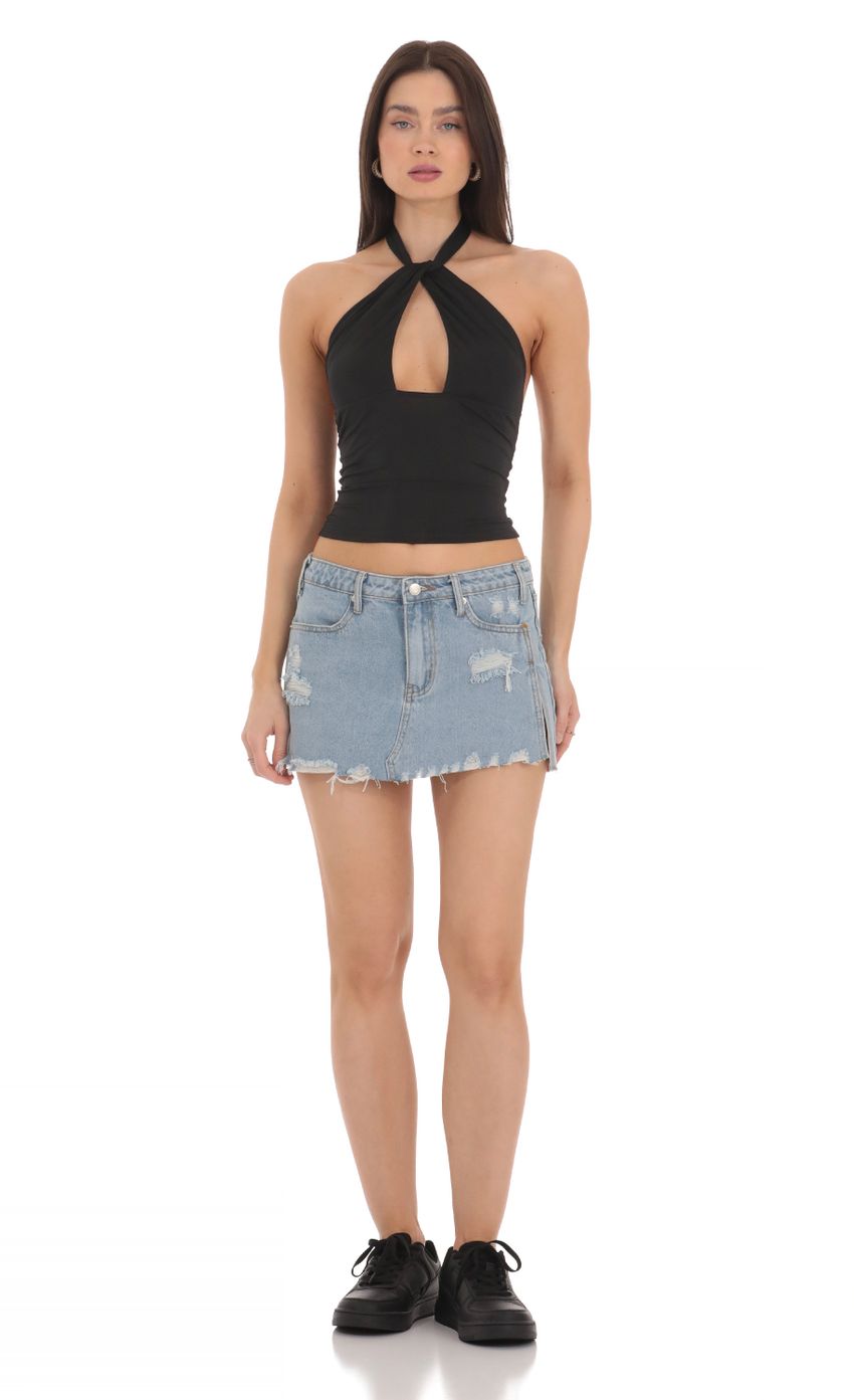 Picture Cross Neck Halter Top in Black. Source: https://media-img.lucyinthesky.com/data/Mar24/850xAUTO/e65ab72b-7f1c-4f56-b68a-7d417033a63a.jpg