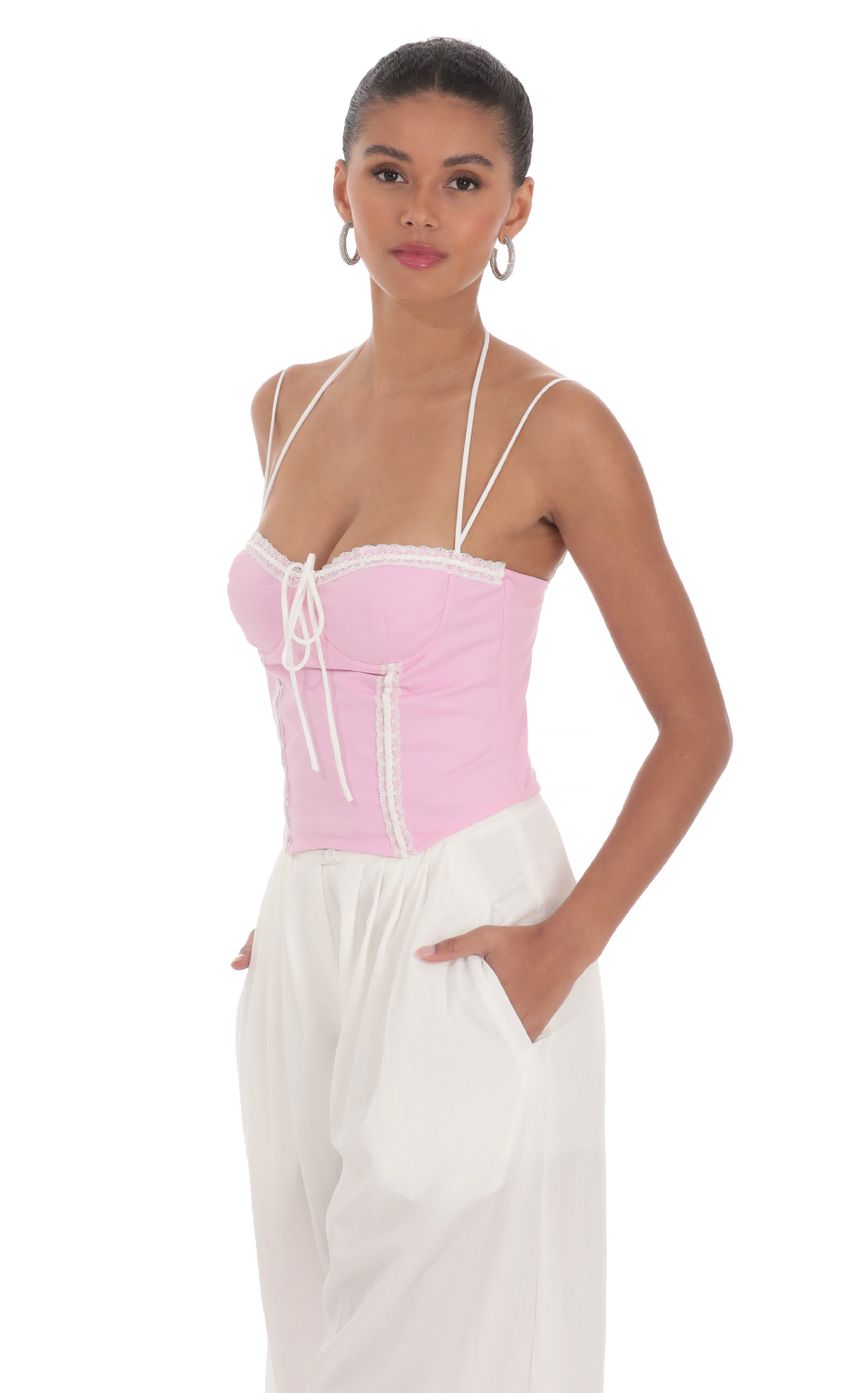 Picture Lace Halter Top in Pink. Source: https://media-img.lucyinthesky.com/data/Mar24/850xAUTO/f61b16d3-58a6-4174-b5d2-d8cfbdfc141f.jpg