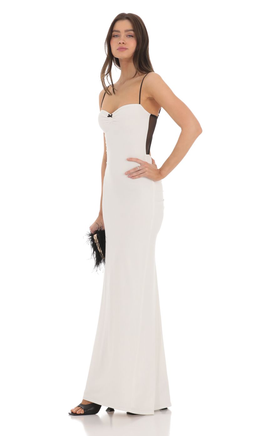 Picture Open Back Two-Toned Maxi Dress in White. Source: https://media-img.lucyinthesky.com/data/Mar24/850xAUTO/fac78604-4436-4ad0-9272-84c0792b9287.jpg
