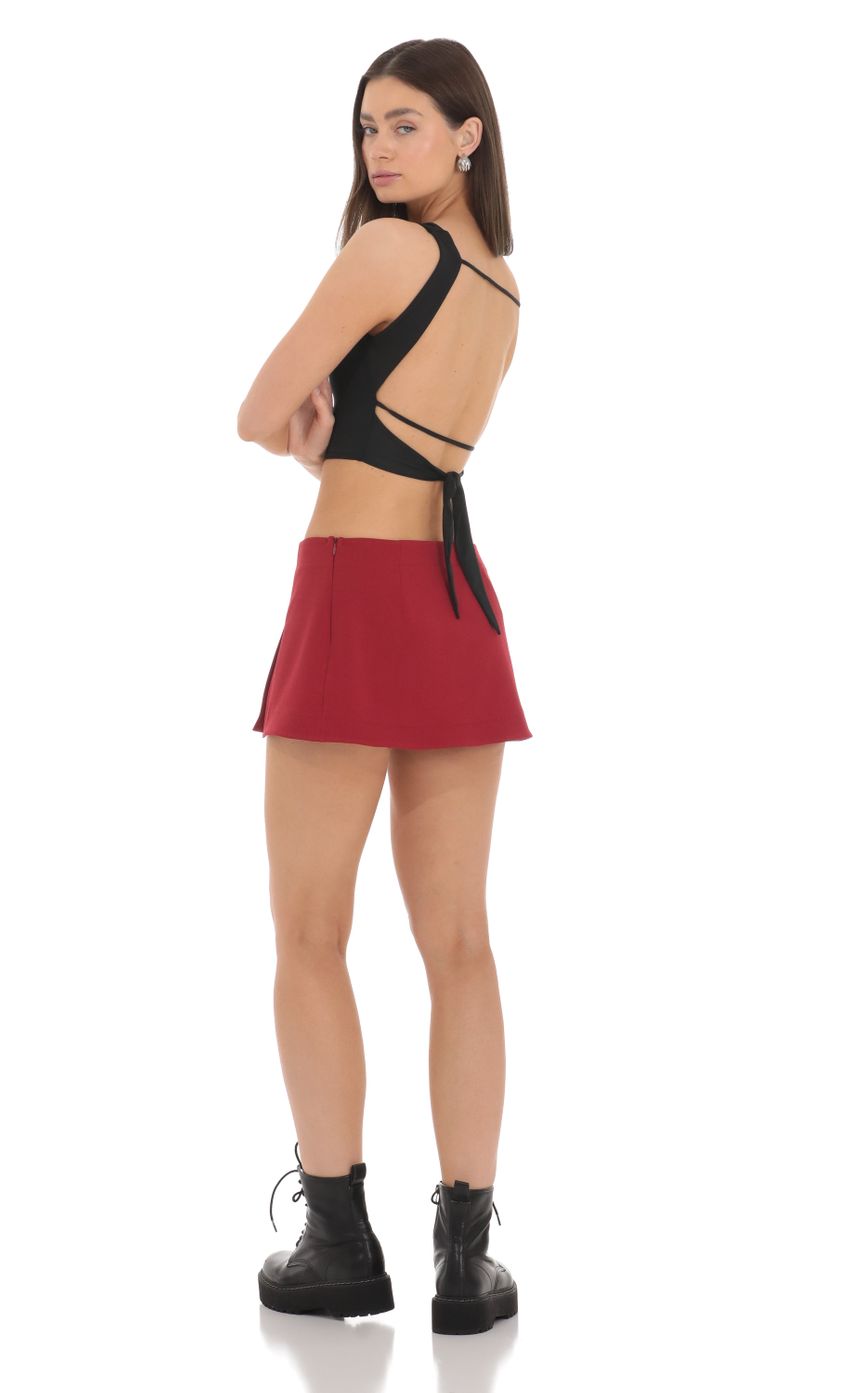 Picture Side Slit Mini Skirt in Red. Source: https://media-img.lucyinthesky.com/data/Mar24/850xAUTO/feeea224-6e99-4a35-9045-1f103662ef8b.jpg