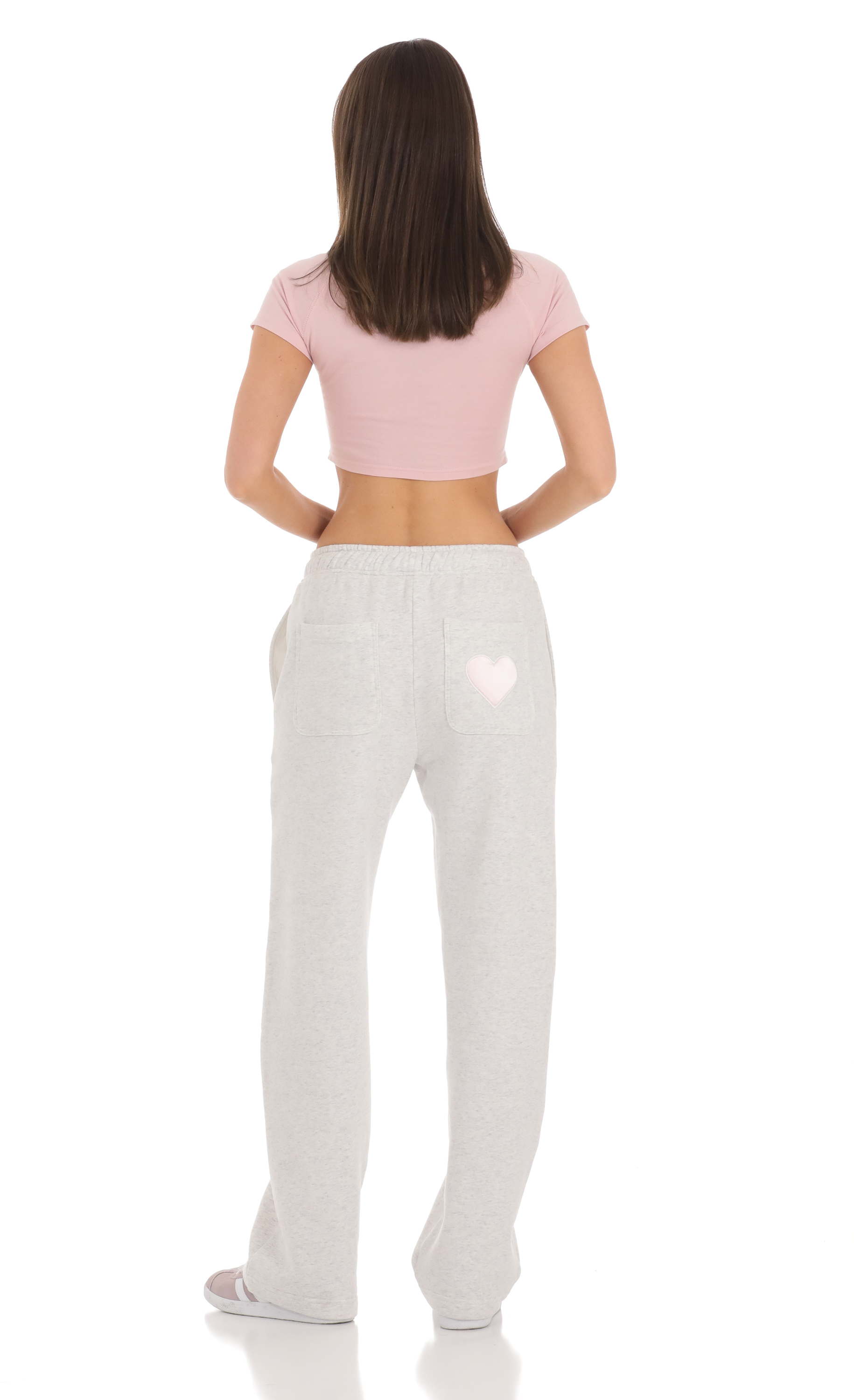 Heart Pocket Sweatpants in Grey