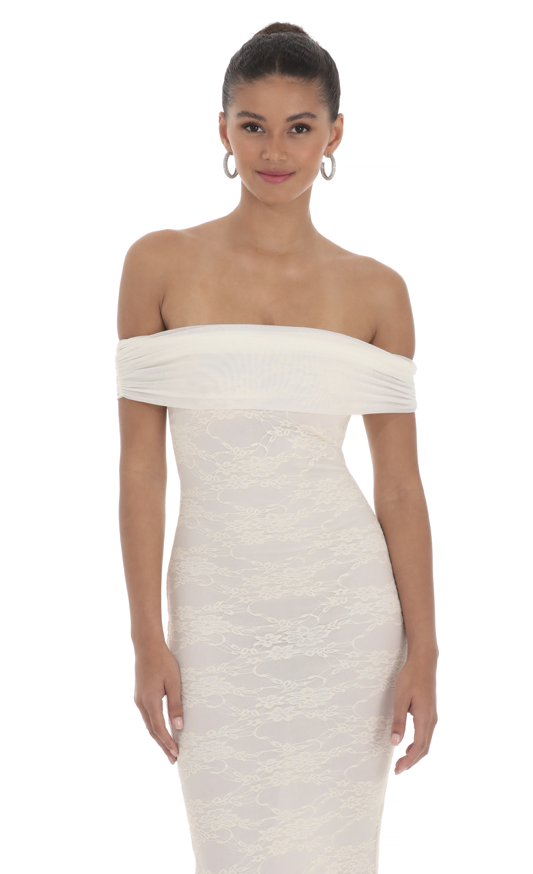 white christmas dresses Aurelie Long Sleeve Lace Maxi Dress - Ivory