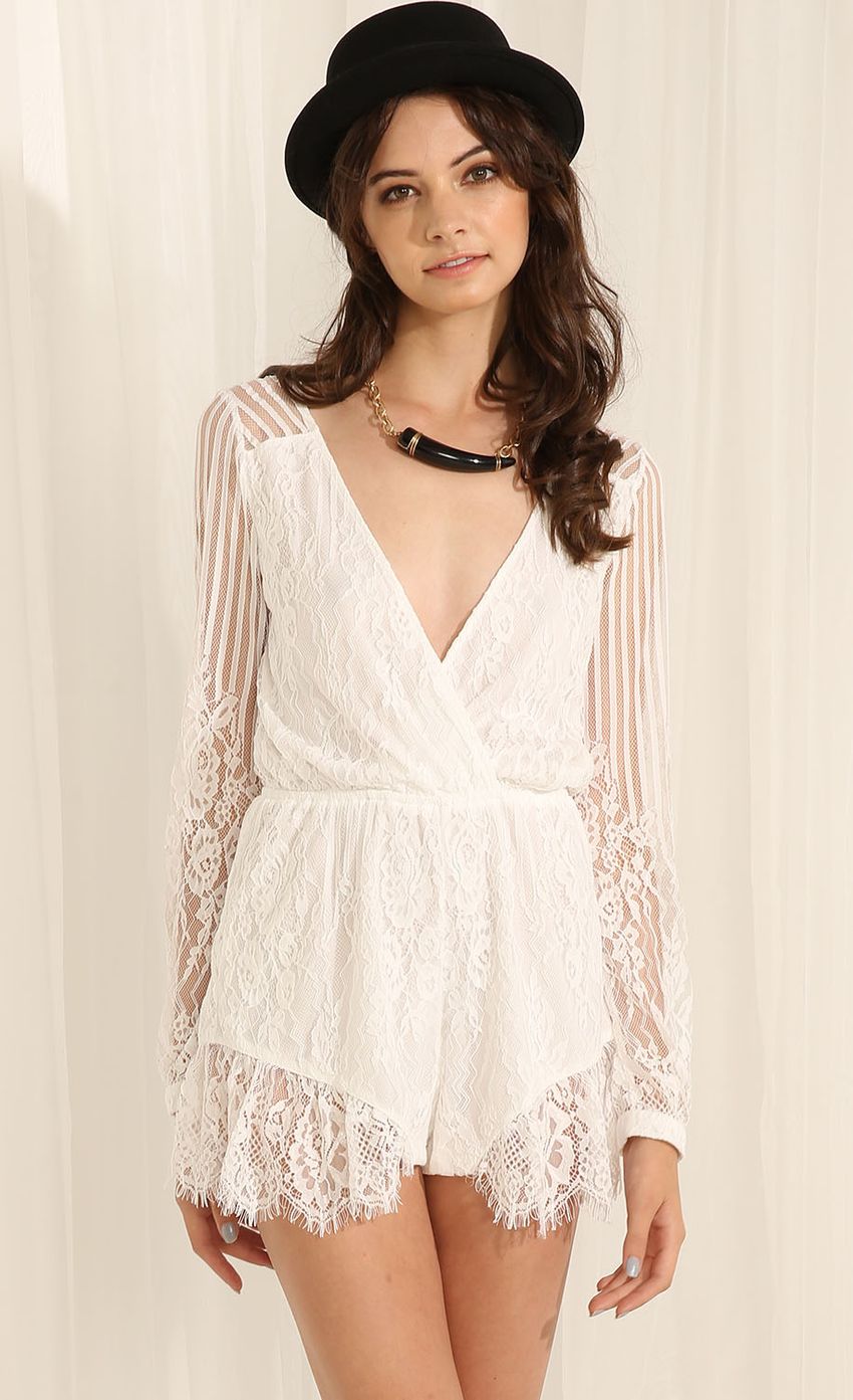 Picture Plunge V-Neck Playsuit With Lace Overlay. Source: https://media-img.lucyinthesky.com/data/May15_1/850xAUTO/0Y5A67931.JPG