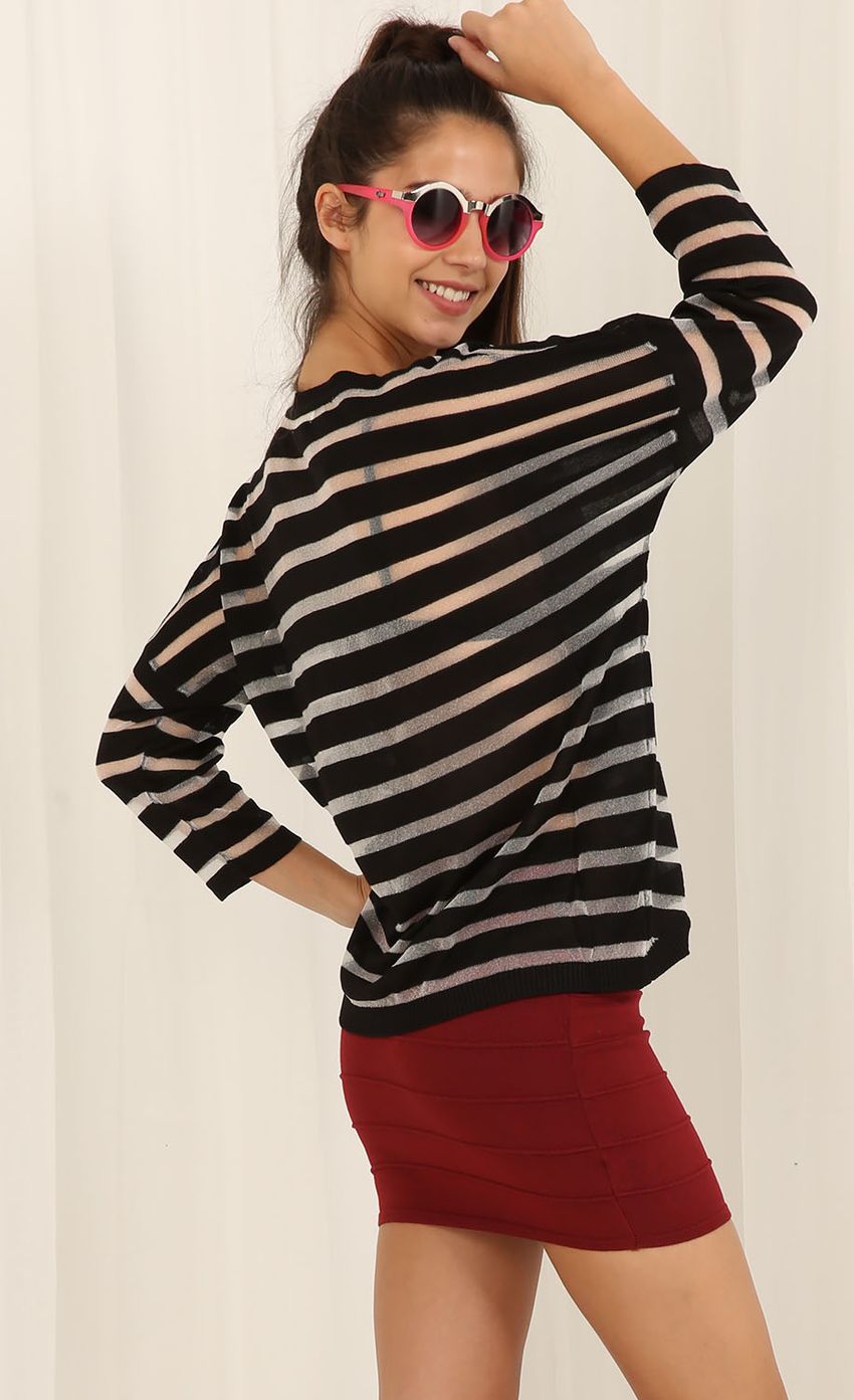 Picture Mesh Striped Top In Black. Source: https://media-img.lucyinthesky.com/data/May15_2/850xAUTO/0Y5A1427.JPG
