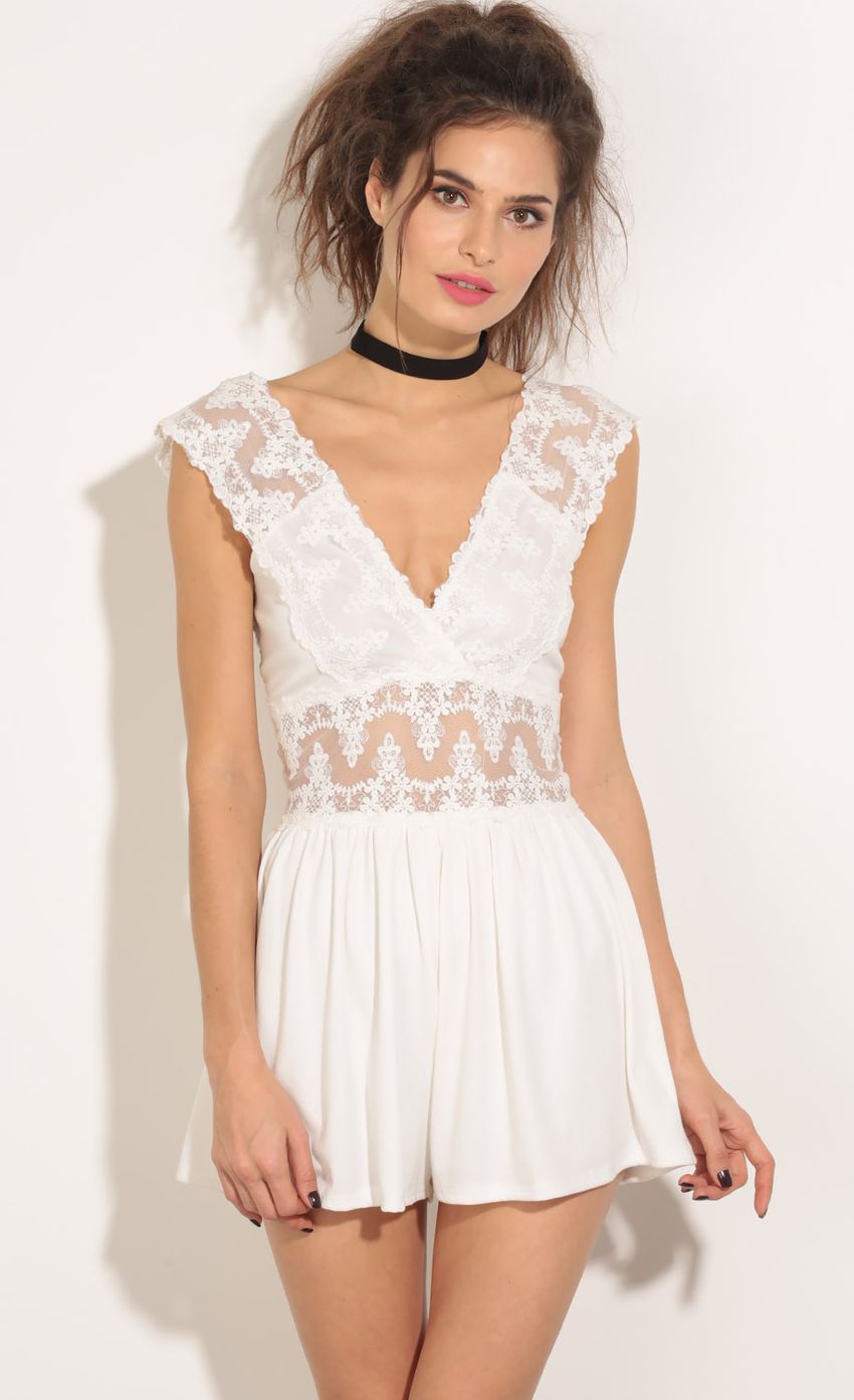 Picture Lace Embellished Romper In White. Source: https://media-img.lucyinthesky.com/data/May16_1/850xAUTO/0Y5A0897.JPG