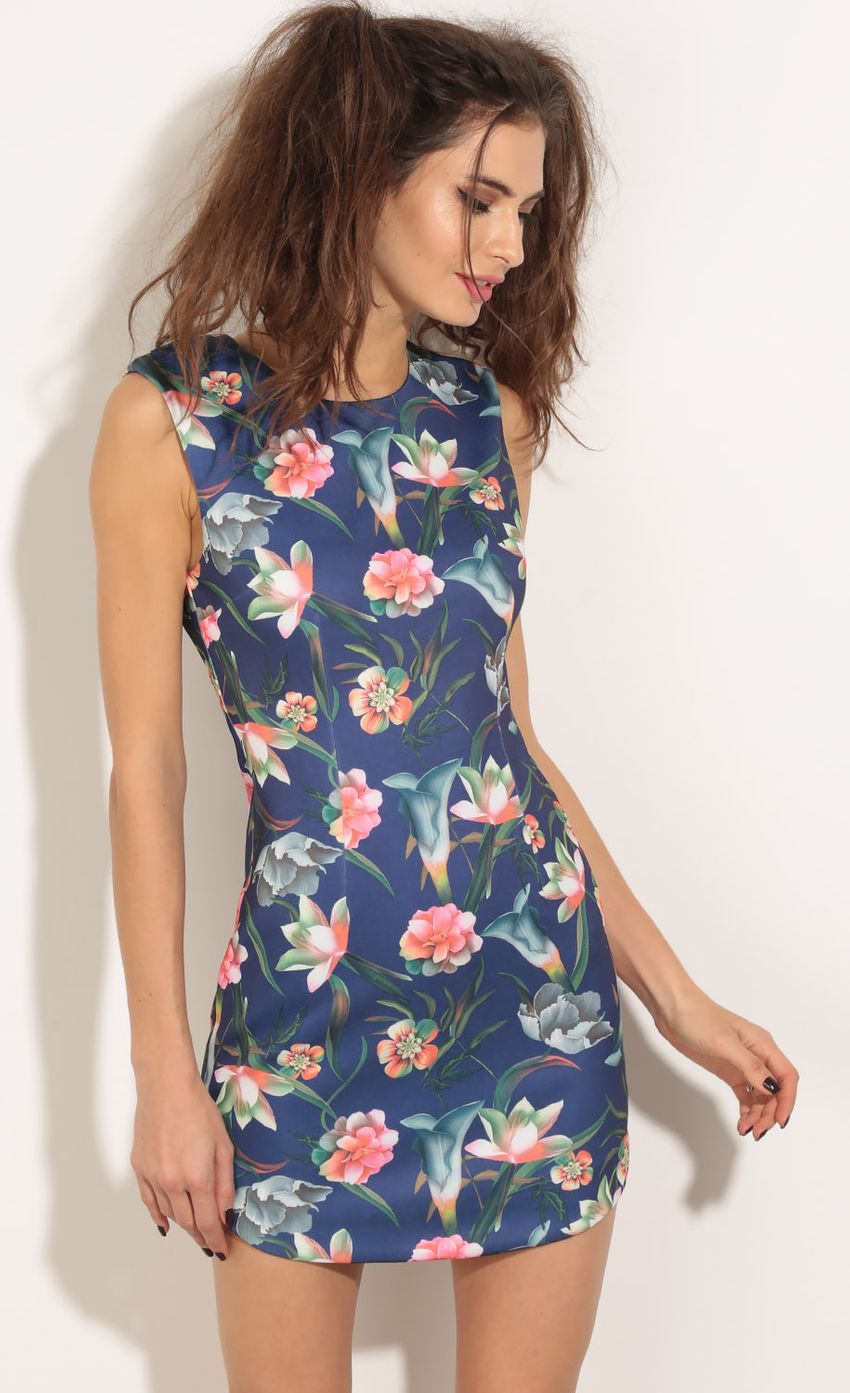 Picture Floral Bodycon Dress In Blue. Source: https://media-img.lucyinthesky.com/data/May16_1/850xAUTO/0Y5A2350.JPG
