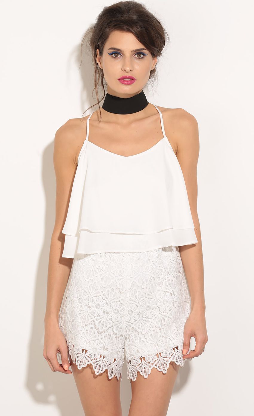 Picture Layered Chiffon And Crochet Romper In White. Source: https://media-img.lucyinthesky.com/data/May16_1/850xAUTO/0Y5A2356.JPG