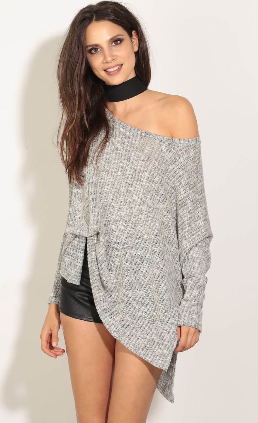 Picture Off The Shoulder Knit Top In Grey. Source: https://media-img.lucyinthesky.com/data/May16_1/850xAUTO/0Y5A7385.JPG