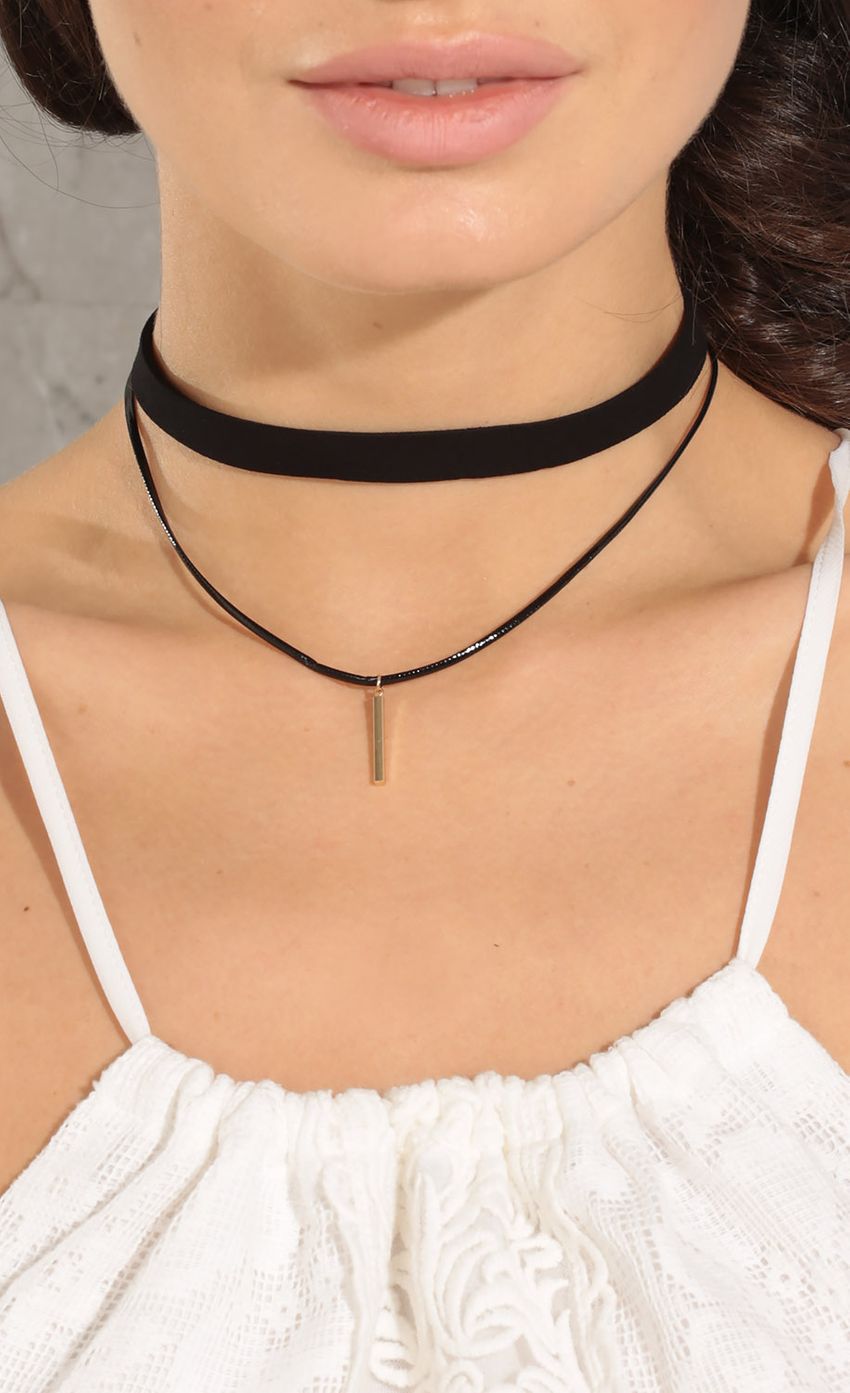 Picture Geometric Double Choker Necklace Set In Black. Source: https://media-img.lucyinthesky.com/data/May16_1/850xAUTO/0Y5A7393.JPG