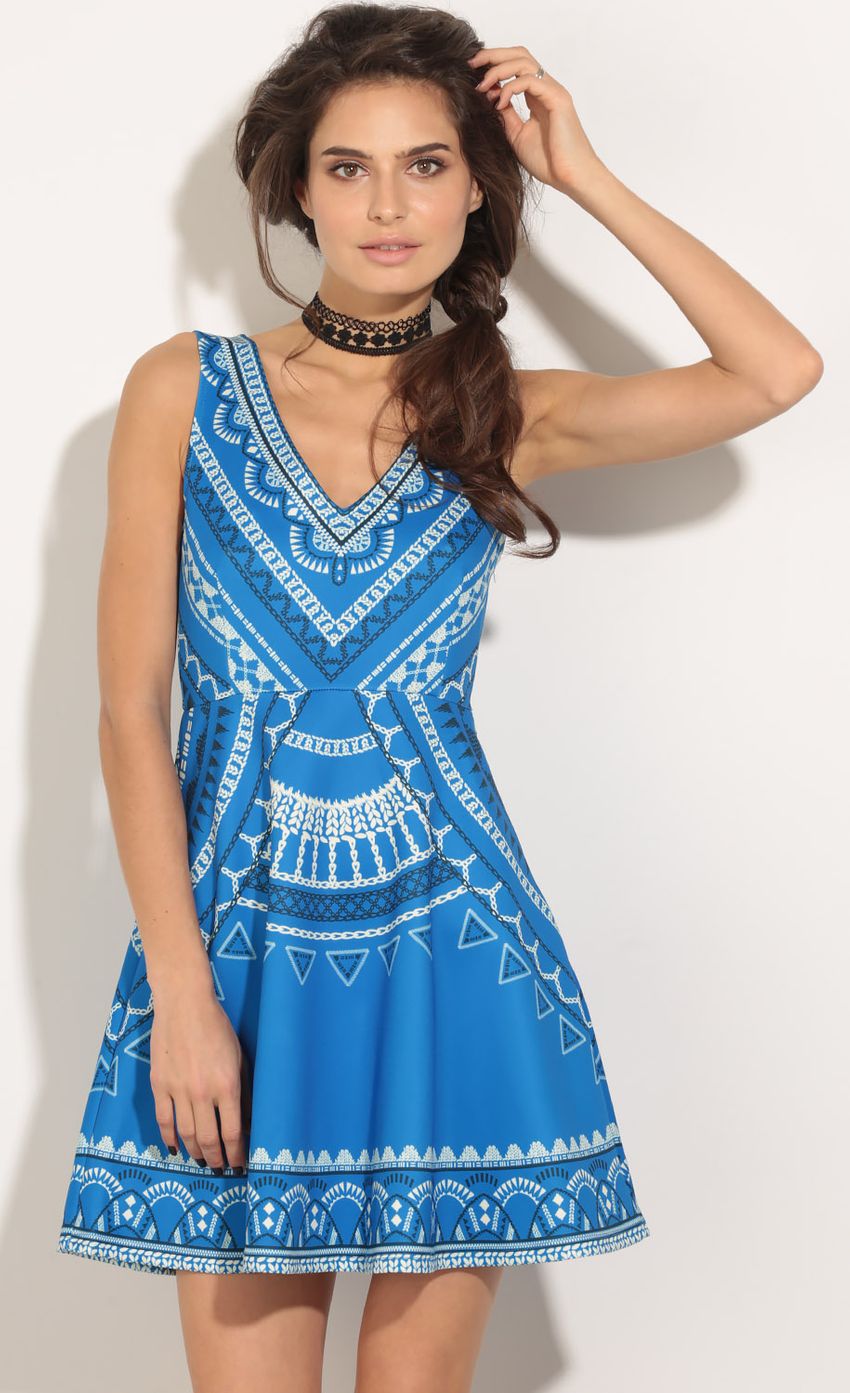 Picture Patterned Day Dress In Blue. Source: https://media-img.lucyinthesky.com/data/May16_1/850xAUTO/0Y5A7844.JPG