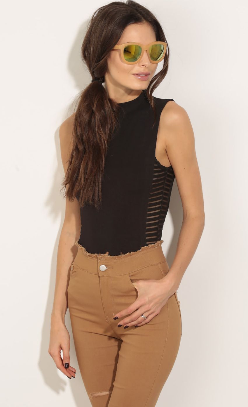 Picture Side Stripe Bodysuit In Black. Source: https://media-img.lucyinthesky.com/data/May16_2/850xAUTO/0Y5A0174.JPG