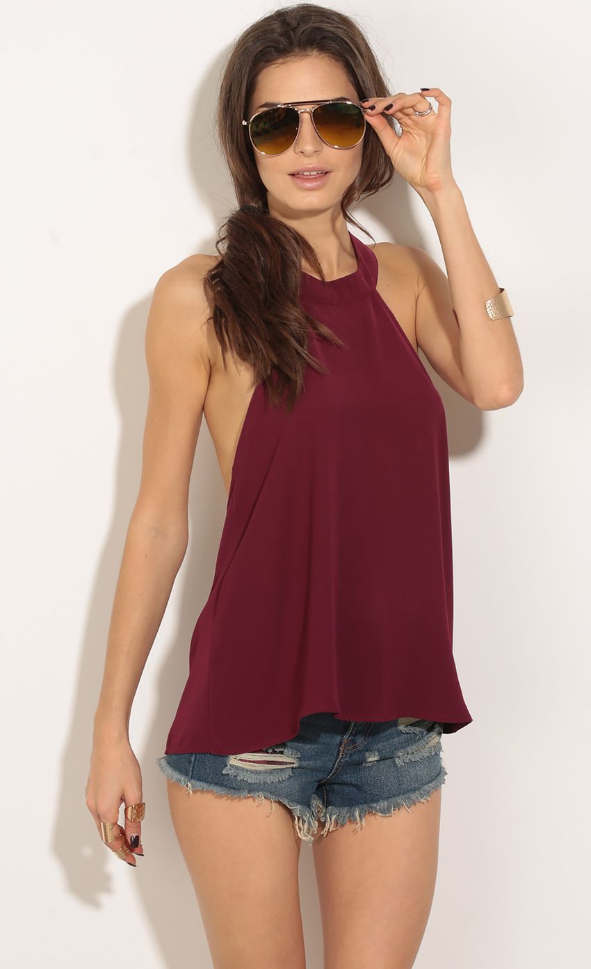 Picture Halter Chiffon Top In Plum. Source: https://media-img.lucyinthesky.com/data/May16_2/850xAUTO/0Y5A0700.JPG