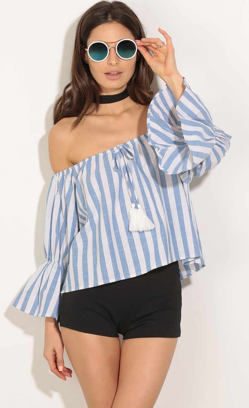 Picture Stripes And Tassel Day Top In Light Blue. Source: https://media-img.lucyinthesky.com/data/May16_2/850xAUTO/0Y5A0740.JPG