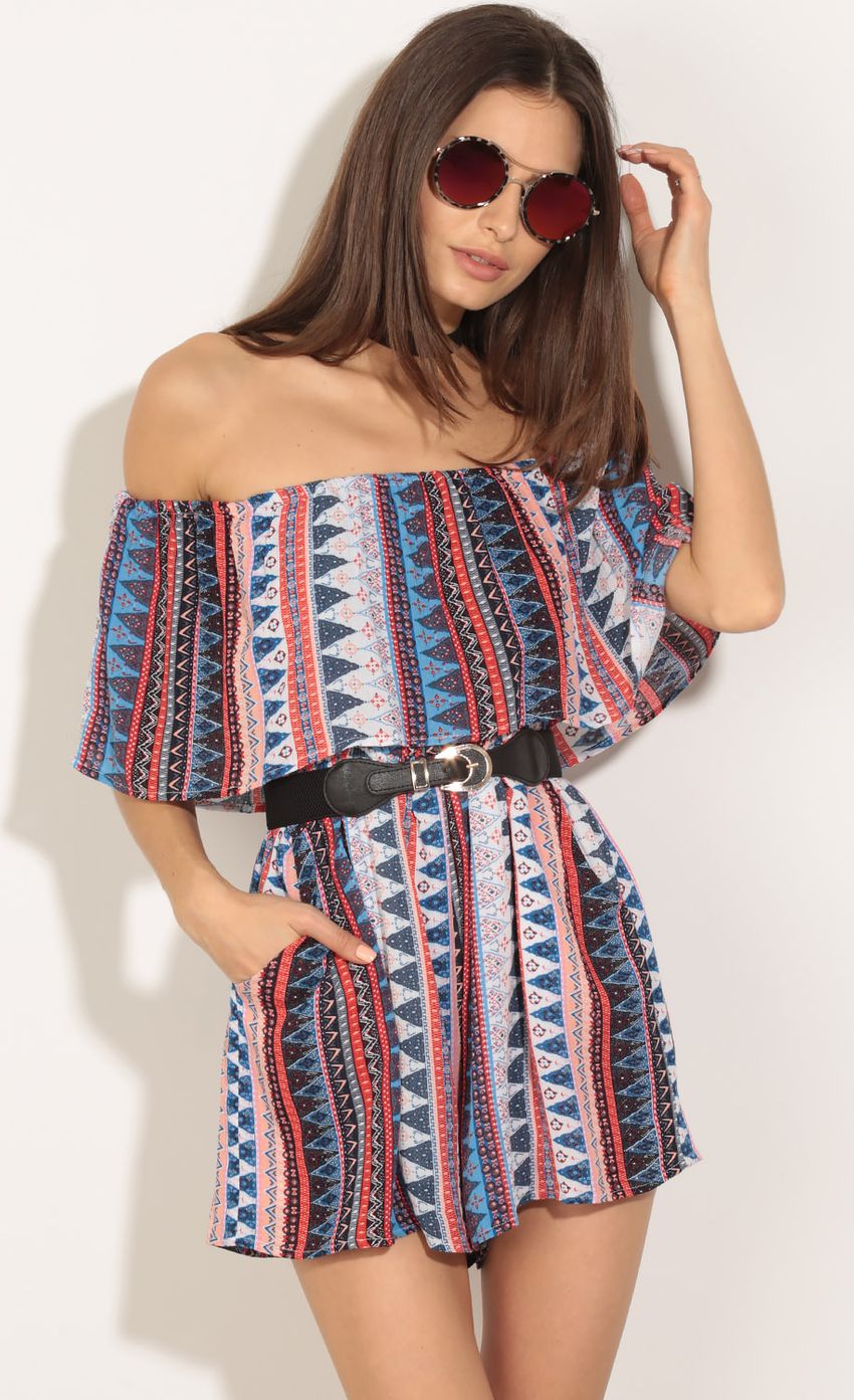 Picture Bohemian Print Romper In Red. Source: https://media-img.lucyinthesky.com/data/May16_2/850xAUTO/0Y5A2777.JPG