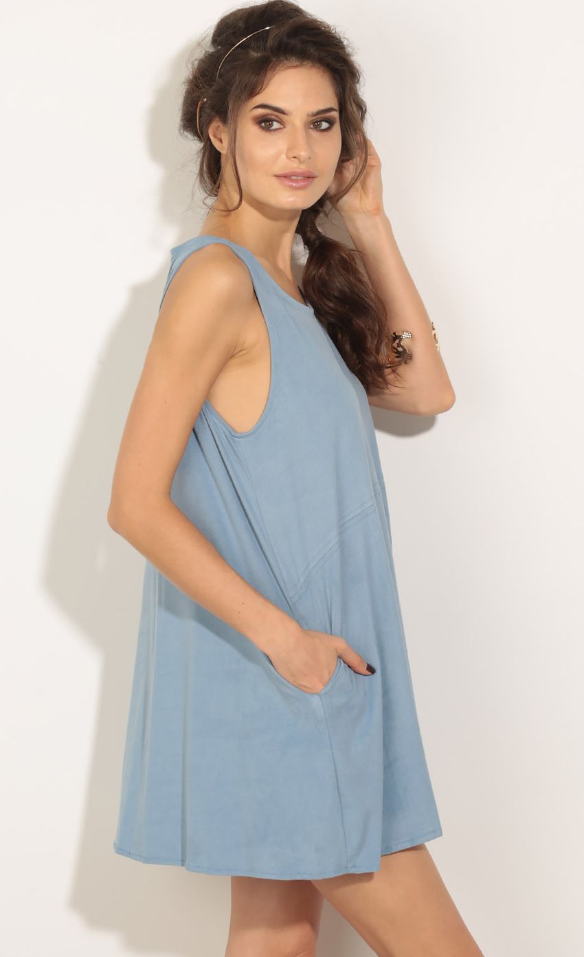 Picture Suede Shift Dress In Blue. Source: https://media-img.lucyinthesky.com/data/May16_2/850xAUTO/0Y5A3382.JPG