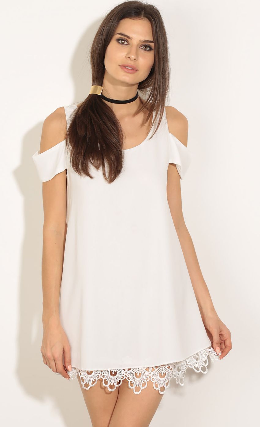 Picture Crochet Trim Bandeau Dress In White. Source: https://media-img.lucyinthesky.com/data/May16_2/850xAUTO/0Y5A5230.JPG